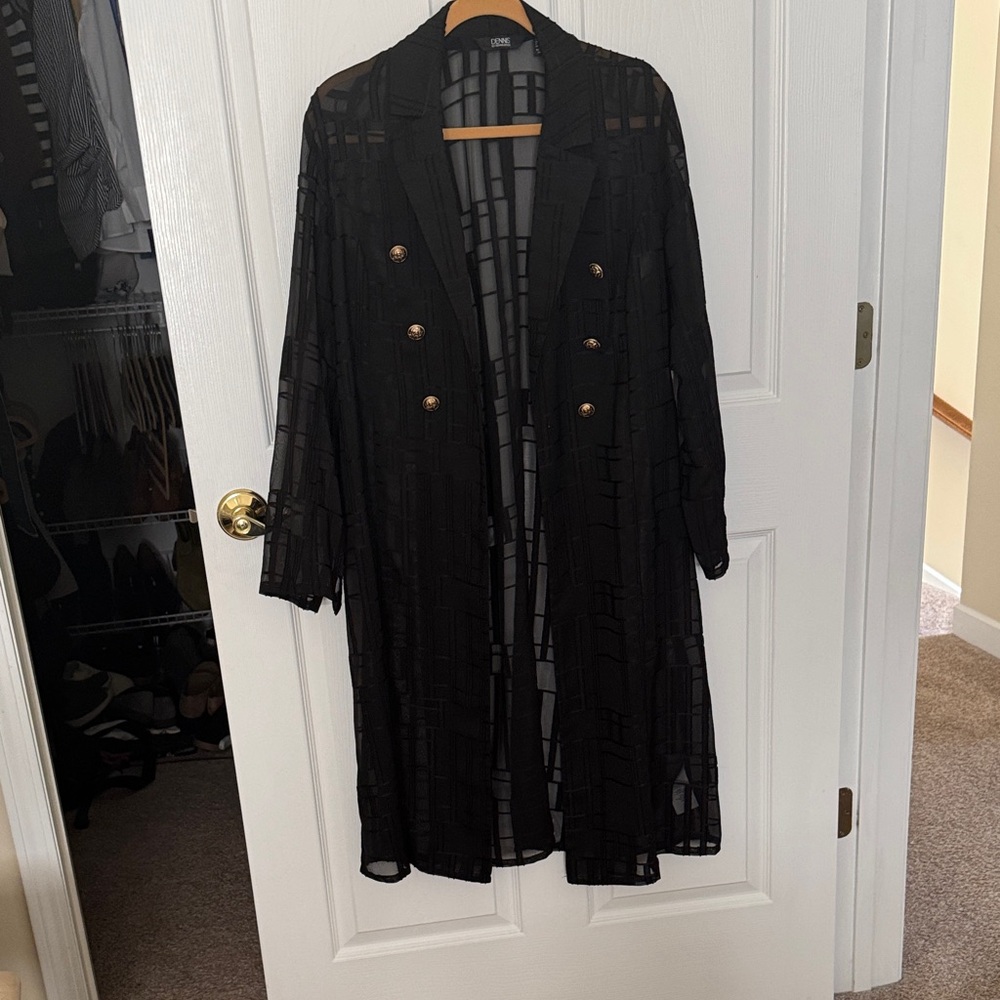 Chic Black Sheer Longline Duster